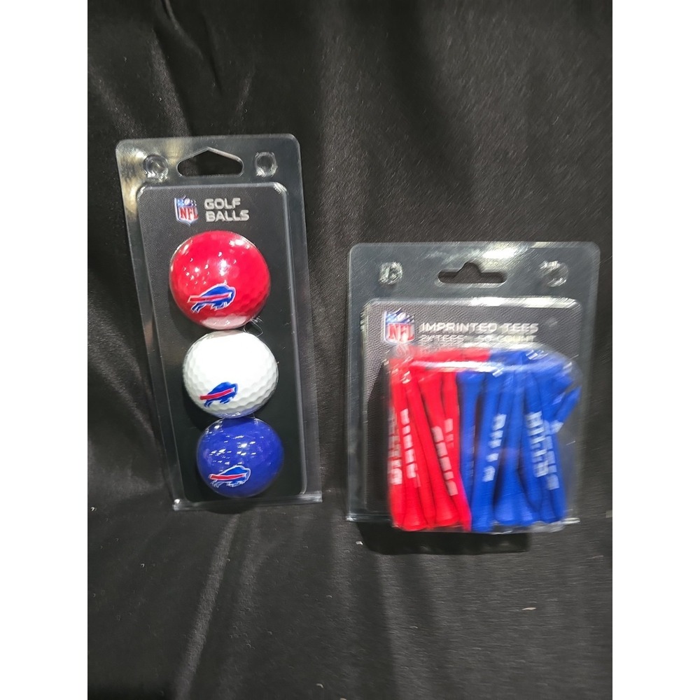 Buffalo Bills 3 Pack of Golf Balls Full Color With‎ 50 Buffalo Bills Tees